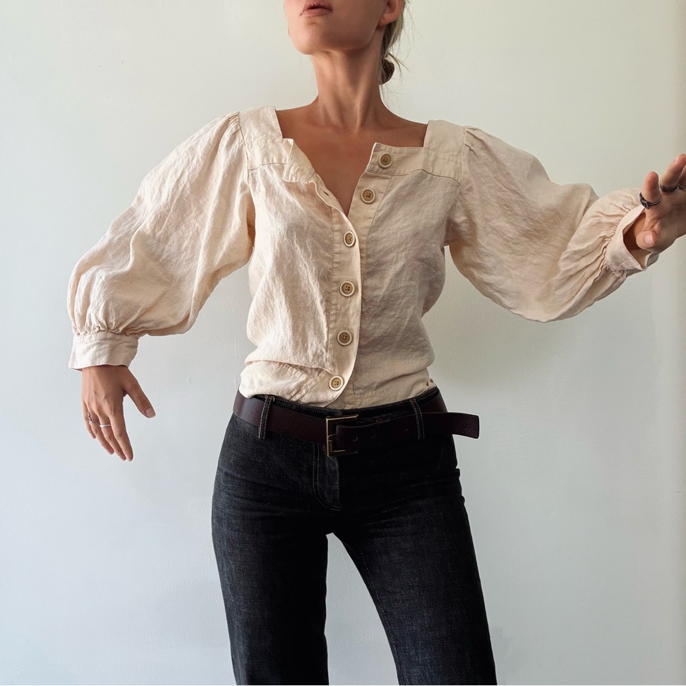 Dreamy Linen Pirate Milkmaid Top